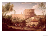 A View of the Colosseum with a Traveller, 1731 Giclee Print by Hendrik Van Lint