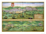 Map of Lisbon, and Cascais, from "Civitates Orbis Terrarum" Giclee Print by Joris Hoefnagel