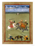A Prince Fighting His Enemies on an Elephant, circa 1710 Lámina giclée