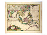 General Map Extending from India and Ceylon to Northwestern Australia by Way of Southern Japan Giclee Print by Nicholas Jansz Visscher