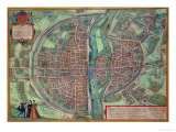 Map of Paris, from "Civitates Orbis Terrarum" by Georg Braun and Frans Hogenberg, circa 1572 Giclee Print by Joris Hoefnagel