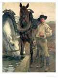 Horses at the Water Trough, 1884 Giclee Print by Pascal Adolphe Jean Dagnan-Bouveret