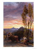 Oxen Ploughing at Sunset Giclee Print by Samuel Palmer