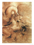 Fight Between a Dragon and a Lion, a Detail Reproduction procédé giclée par Leonardo da Vinci 
