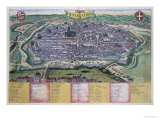 Map of Vienna, from "Civitates Orbis Terrarum" by Georg Braun and Frans Hogenberg circa 1572-1617 Giclee Print by Joris Hoefnagel