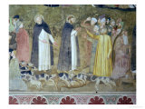 St. Dominic Sending Forth the Hounds and St. Peter Martyr Casting Down the Heretics Giclée-tryk af Andrea di Bonaiuto