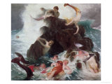 Mermaids at Play, 1886 Lámina giclée por Arnold Bocklin