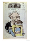 Caricature of Jules Verne from "L'Eclipse," 13th December 1874 Giclee Print by André Gill