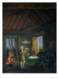Conversation in the Franciscan Monastery of Santa Maria De La Rabida Giclee-trykk av Juan Cabral Bejarano
