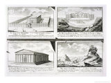 Views of Four Classical Buildings: the Temple of Olympian Zeus, the Theatre of Dionysus in Athens Giclee Print by Johann Bernhard Fischer Von Erlach