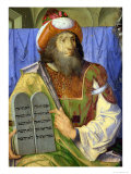 Moses with the Ten Commandments, from a Series of Portraits of Illustrious Men (Detail) reproduction procédé giclée par Joos van Gent
