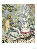 The Little Mermaid Before a Statue in the Sea reproduction procédé giclée par Ivan Bilibin