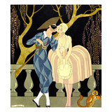 Harlequin's Kiss (W/C on Paper) Giclee Print by Georges Barbier