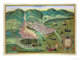 Map of Chios, from "Civitates Orbis Terrarum" by Georg Braun and Frans Hogenberg circa 1572-1617 Giclee Print by Joris Hoefnagel