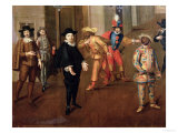 Italian and French Comedians Playing in Farces, 1670 (Detail) Giclée-Druck von Verio 