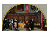 The Trial of Galileo Galilei in 1633 Giclee-trykk av Nicolo Barabino
