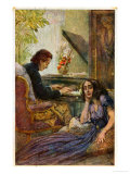 Postcard Depicting George Sand Listening to Frederic Chopin Play the Piano, 1917 Giclee Print by Adolf Karpellus