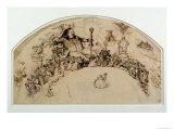 Honore De Balzac Amongst Characters from His Novels, Design for a Fan Giclee Print by Grandville 