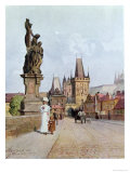 Statue of St. Lutgardis on the Charles Bridge, Prague, Illustration from "Stara Praha ," circa 1900 Giclee Print by Vaclav Jansa
