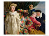 Harlequin, Pierrot and Scapin Giclee Print by Jean Antoine Watteau