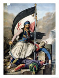 The Greek Rebellion, the Standard Bearer in Salona on Easter Day 1821 Giclee Print by Louis Dupré