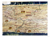 Detail of the Gallo-Roman Segment of the Peutinger Table, Facsimile of the 3rd Century Original Reproduction procédé giclée