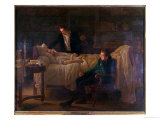 Marie Francois Xavier Bichat Dying Surrounded by the Doctors Esparon and Philibert Joseph Roux Giclee Print by Louis Hersent