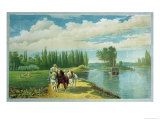 A Barge Pulled by Horses, Late 19th Century Giclee Print