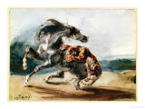 Tiger Attacking a Wild Horse Impressão giclée por Eugene Delacroix Tiger Attacking a Wild Horse Impressão giclée por Eugene Delacroix
