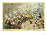 An Interesting Scene on Board an East-Indiaman, Showing the Effects of a Heavy Lunch Giclée-Druck von George Cruikshank