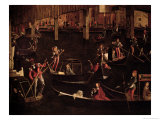 Gondoliers on The Grand Canal, Detail from The Miracle of The Relic of The True Cross Lámina giclée por Vittore Carpaccio