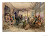 A Coffee House, Constantinople, 1854 reproduction procédé giclée par Amadeo Preziosi