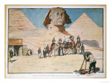 Caravan of Tourists Being Photographed in Front of the Sphinx at Giza Giclee Print Caravan of Tourists Being Photographed in Front of the Sphinx at Giza Giclee Print