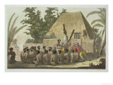 Captain Cook Observes an Offering Sandwich Islands Giclee-trykk av C. Bottigella Captain Cook Observes an Offering Sandwich Islands Giclee-trykk av C. Bottigella