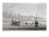 Eskimaux Coming Towards the Boats in Shoalwater Bay, July 7, 1826 reproduction procédé giclée par George Back