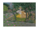 Krishna and Radha Embracing in a Grove, Kangra, Himachal Pradesh, Pahari School, circa 1785 Giclée-Druck