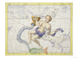 Constellation of Aquarius, Plate 9 from "Atlas Coelestis," by John Flamsteed, Published in 1729 Giclee Print by Sir James Thornhill
