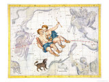 Constellation of Gemini with Canis Minor, Plate 13 from "Atlas Coelestis" reproduction procédé giclée par Sir James Thornhill