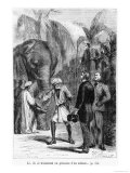 Phileas Fogg in Front of an Elephant, Illustration from "Around the World in Eighty Days" Giclee Print by L Bennet