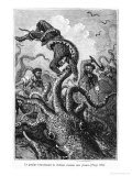 The Octopus Attacking the Nautilus, Illustration from "20,000 Leagues under the Sea" Giclee Print by Alphonse Marie de Neuville