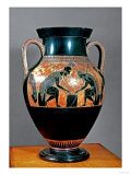 Amphora Decorated in Black-Figure Painting Signed by Exekias (c. 540 BC) Showing Ajax and Achilles reproduction procédé giclée