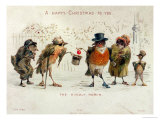 The Kindly Robin, Victorian Christmas Card Giclee Print by Castell Brothers 