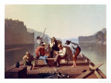 Ferrymen Playing Cards, 1847 Lámina giclée por George Caleb Bingham Ferrymen Playing Cards, 1847 Lámina giclée por George Caleb Bingham