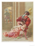 Bluebeard Attempting to Kill His Last Wife, Fatima, Illustration from "Contes De Ma Mere L'Oye" Reproduction procédé giclée par Frédéric Théodore Lix
