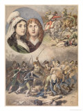 The French Heroines, Felicite and Theophile De Fernig in 1792, from "Le Petit Journal" Reproduction procédé giclée par Frédéric Théodore Lix