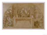 Compositional Study for "The Liberation of St. Peter" in the Stanza D'Eliodoro in the Vatican Reproduction procédé giclée par Raphael 