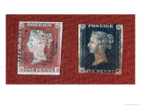 Penny Black and Penny Red, 1850 Giclee Print Penny Black and Penny Red, 1850 Giclee Print