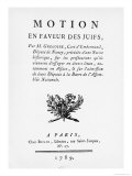 Motion in Favour of the Jews, by Henri Gregoire, 1789 Giclee Print