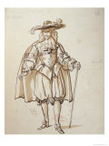 Costume Design for an 1847 Production of "Don Juan" by Moliere at the Comedie Francaise Giclee Print by Achille Deveria