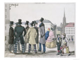 Elegant Men Wearing Scottish Trousers on the Streets of Vienna Giclee Print by Lempis 